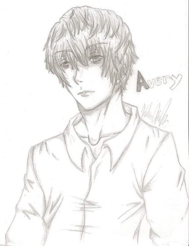 anime boy face sketch. Avery Bell the vampire oy