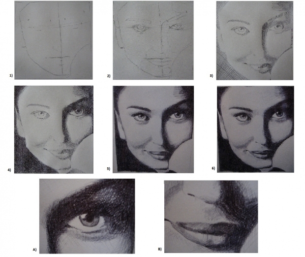 Tutorial on drawing Aishwarya Rai's portrait with Cross Hatching